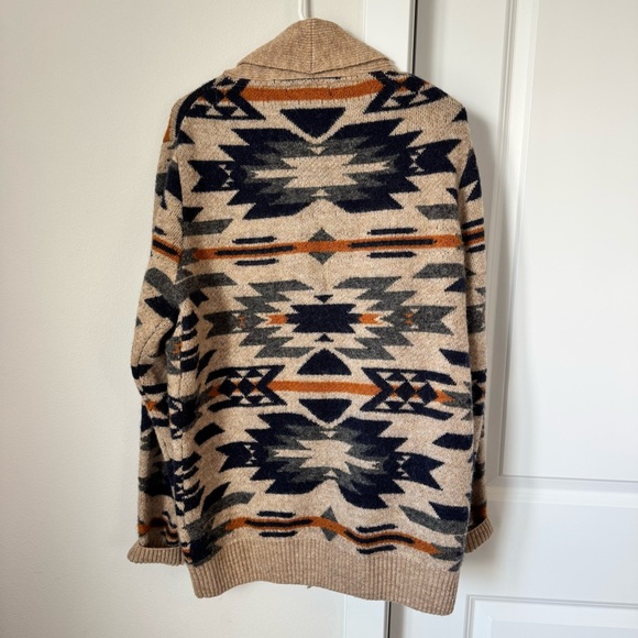 Ethan Pierce Brown Aztec Print Cardigan Size Large Wool Blend Grandpa Sweater - Picture 8 of 11